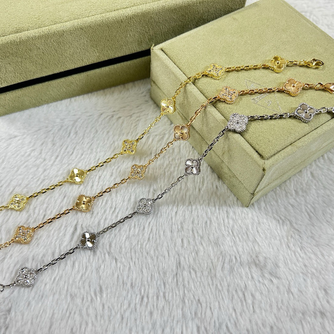 [Avelora Jewelry ]CLOVER 6 MOTIF DIAMOND LASER BRACELET
