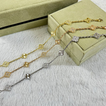[Avelora Jewelry ]CLOVER 6 MOTIF DIAMOND LASER BRACELET