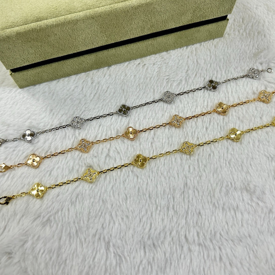 [Avelora Jewelry ]CLOVER 6 MOTIF DIAMOND LASER BRACELET