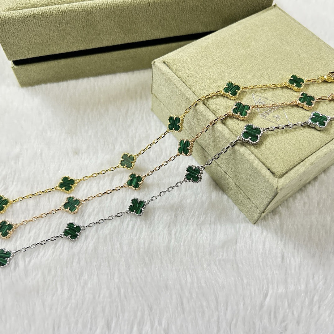 [Avelora Jewelry ]CLOVER 6 MOTIF MALACHITE BRACELET