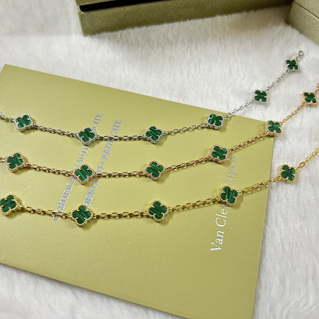 [Avelora Jewelry ]CLOVER 6 MOTIF MALACHITE BRACELET