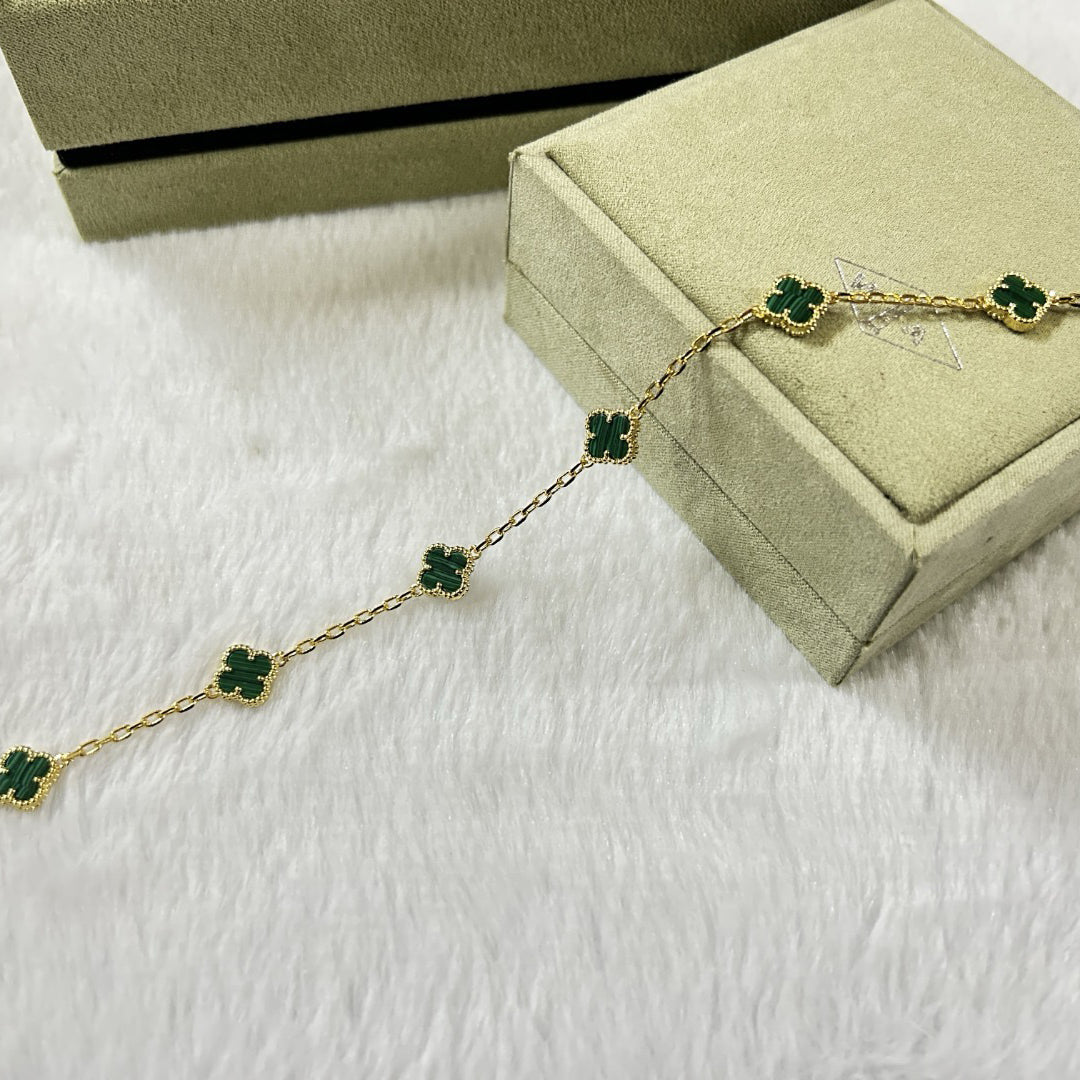 [Avelora Jewelry ]CLOVER 6 MOTIF MALACHITE BRACELET