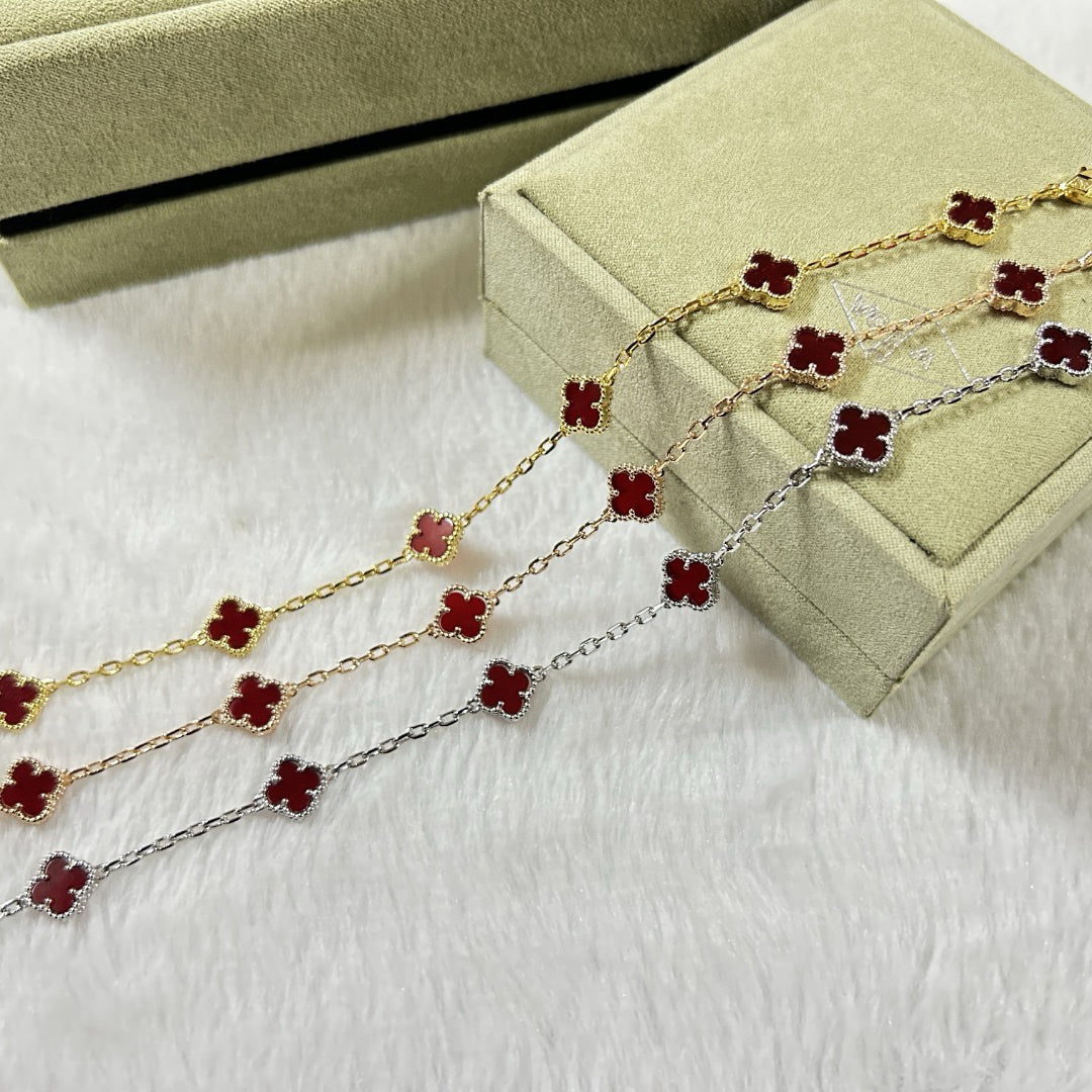 [Avelora Jewelry ]CLOVER 6 MOTIF RED AGATE BRACELET