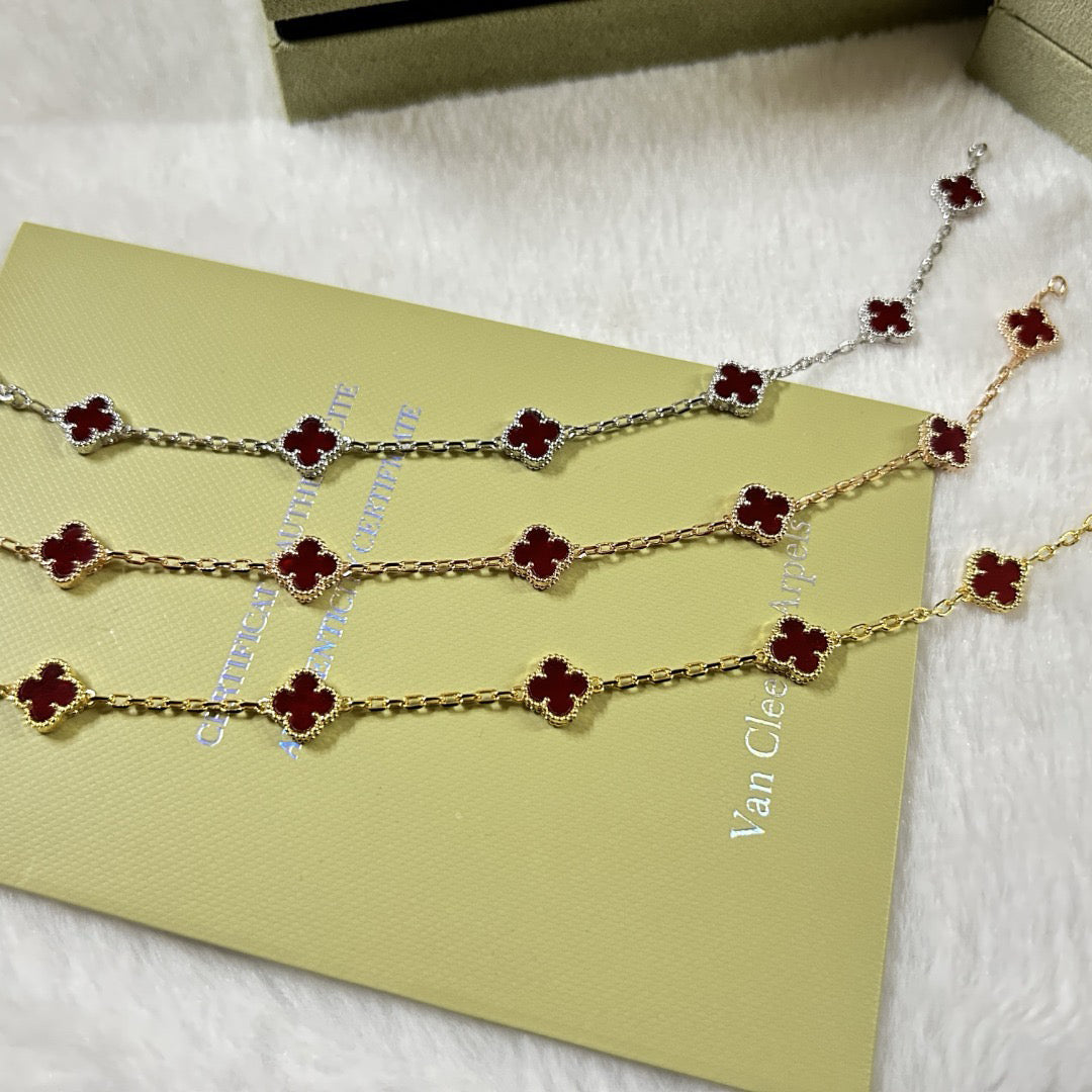 [Avelora Jewelry ]CLOVER 6 MOTIF RED AGATE BRACELET