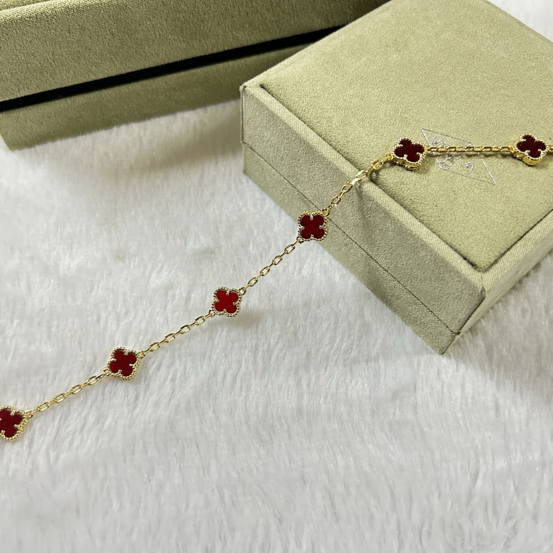 [Avelora Jewelry ]CLOVER 6 MOTIF RED AGATE BRACELET