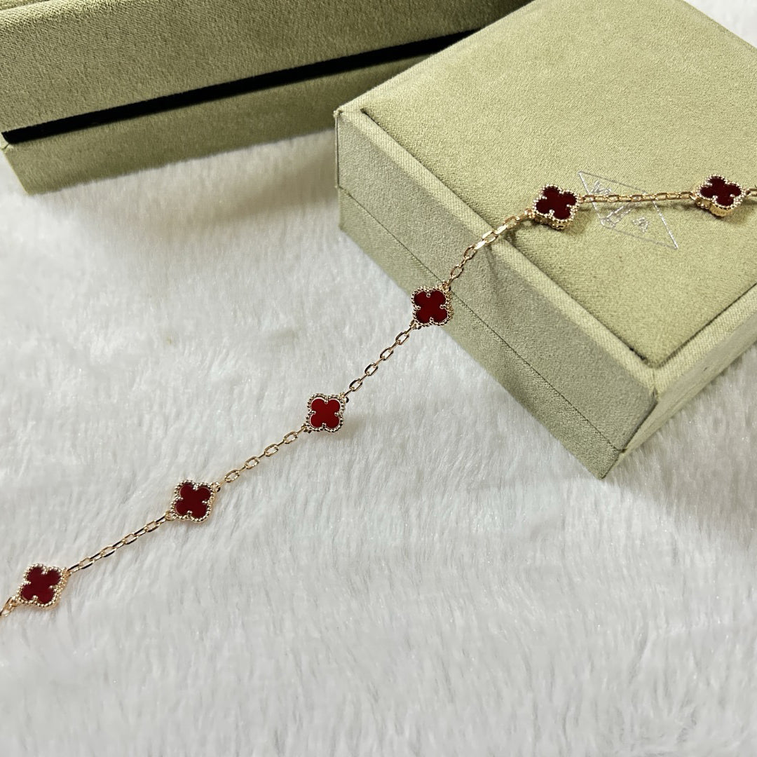 [Avelora Jewelry ]CLOVER 6 MOTIF RED AGATE BRACELET
