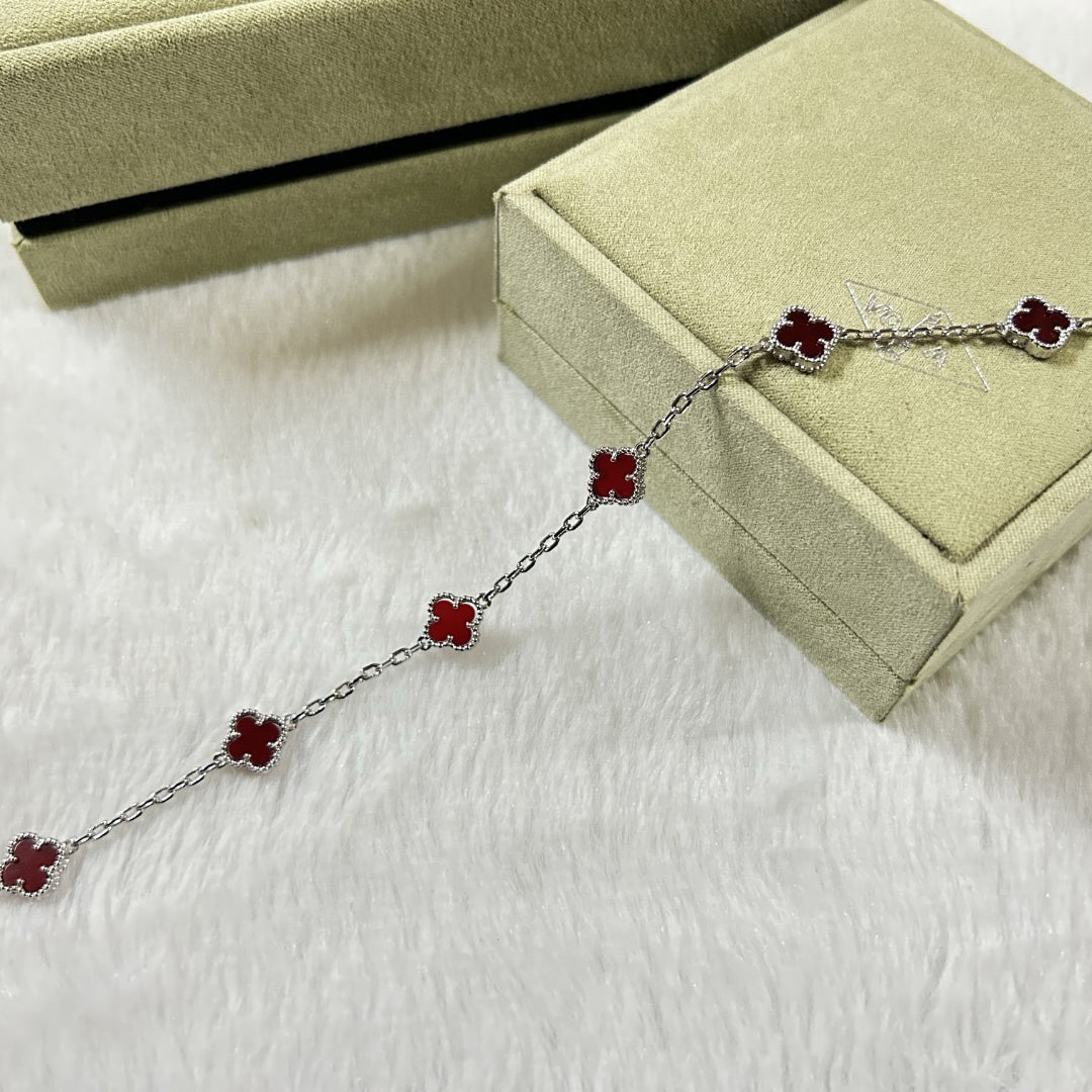 [Avelora Jewelry ]CLOVER 6 MOTIF RED AGATE BRACELET