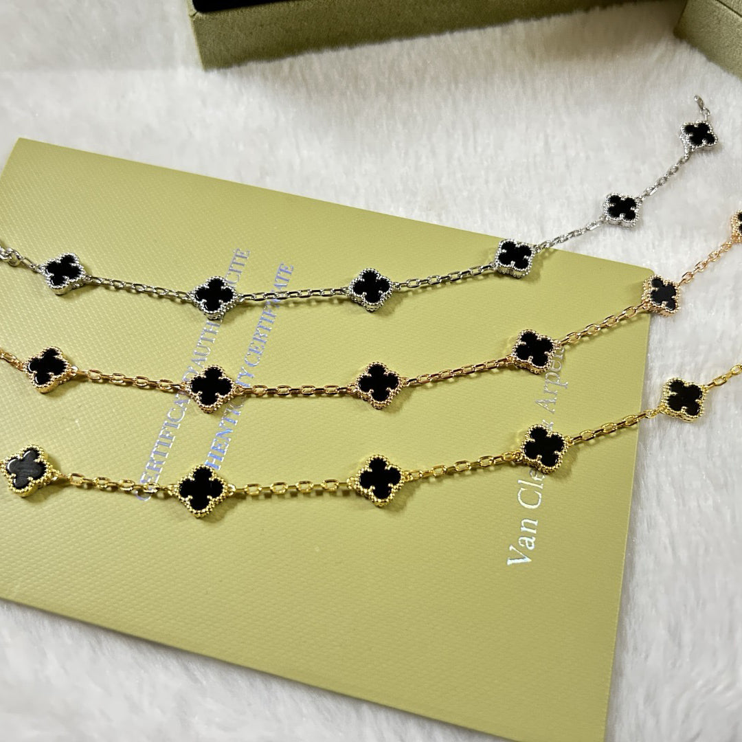 [Avelora Jewelry ]CLOVER 6 MOTIF  ONYXS BRACELET