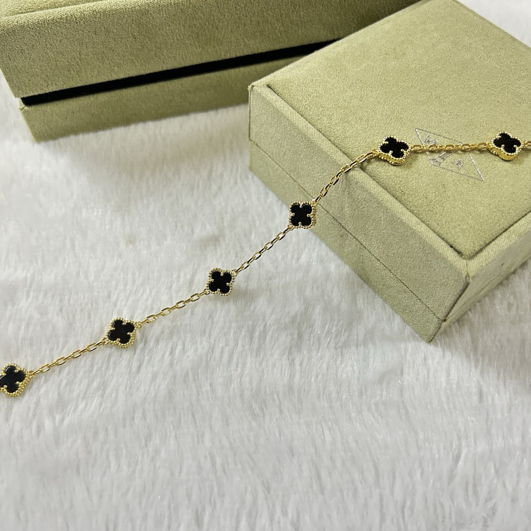 [Avelora Jewelry ]CLOVER 6 MOTIF  ONYXS BRACELET