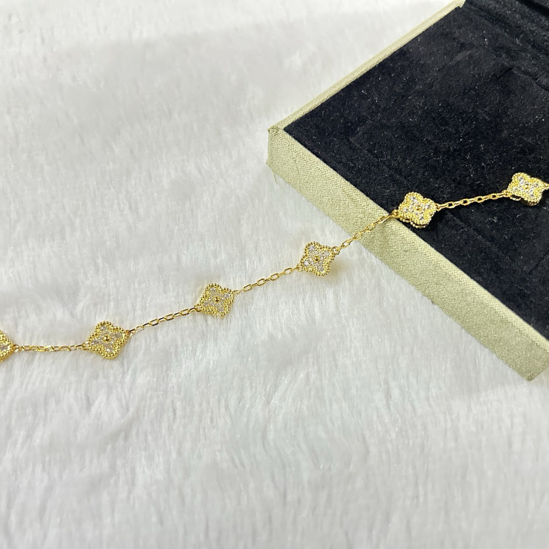 [Avelora Jewelry ]CLOVER 6 MOTIF DIAMOND BRACELET