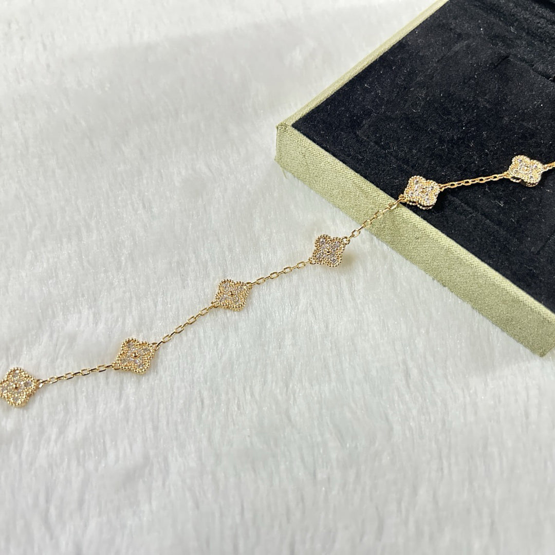 [Avelora Jewelry ]CLOVER 6 MOTIF DIAMOND BRACELET