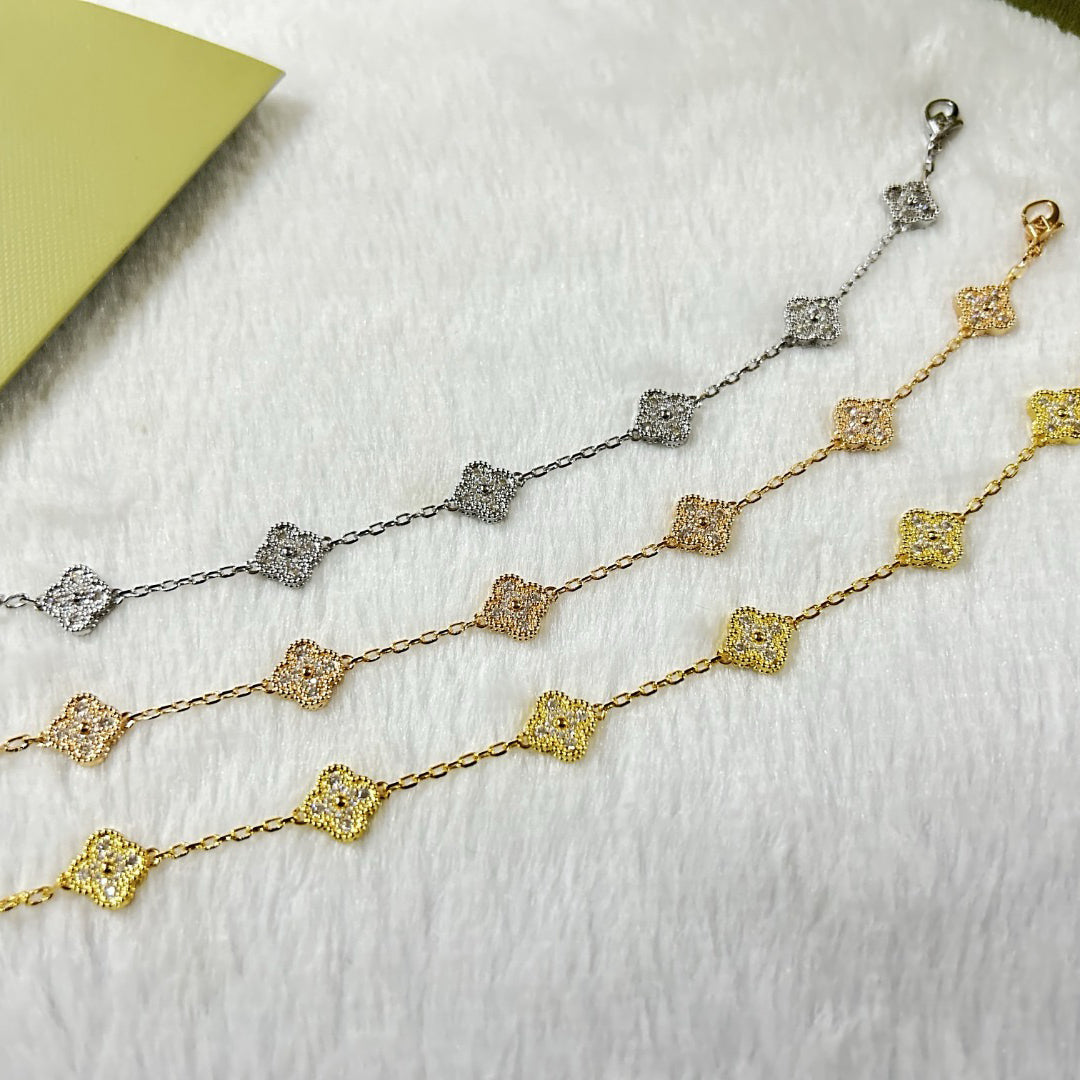 [Avelora Jewelry ]CLOVER 6 MOTIF DIAMOND BRACELET