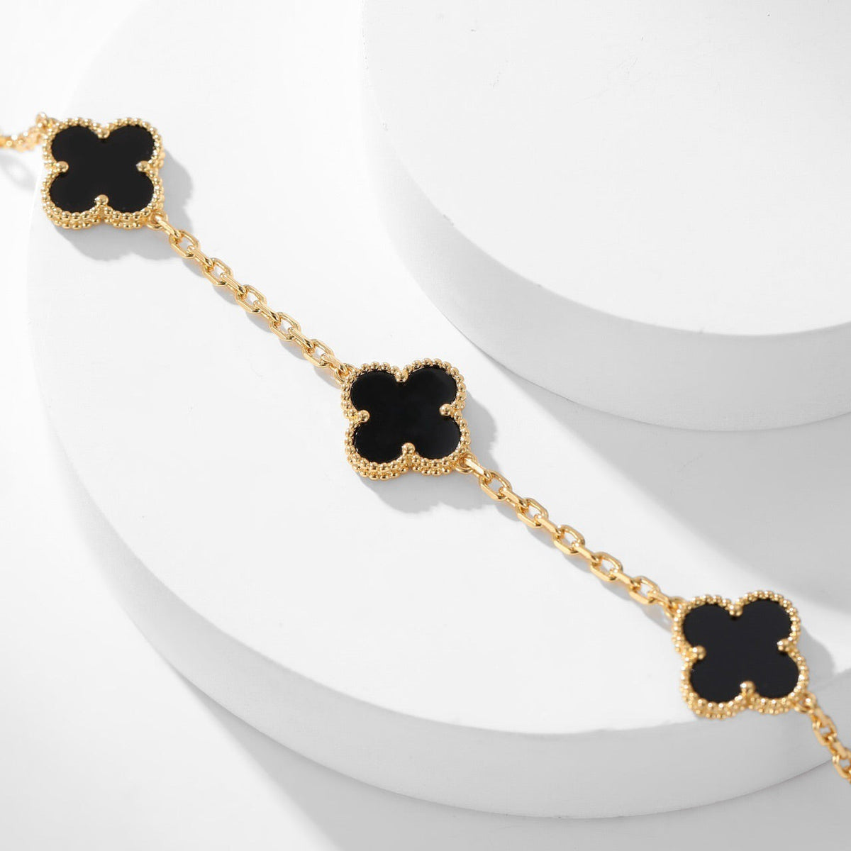 [Avelora Jewelry ]CLOVER 10 MOTIFS ONYX NECKLACE