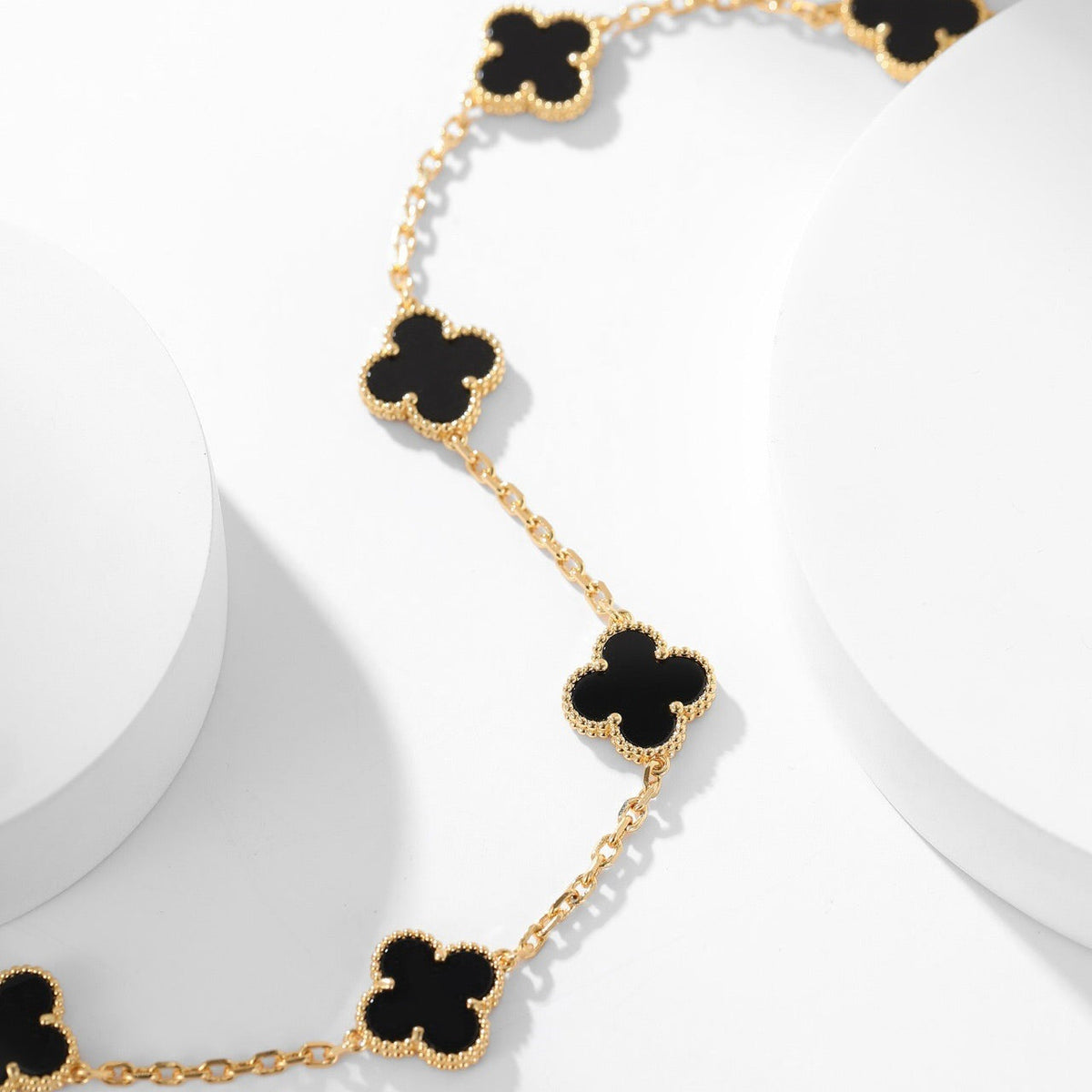 [Avelora Jewelry ]CLOVER 10 MOTIFS ONYX NECKLACE