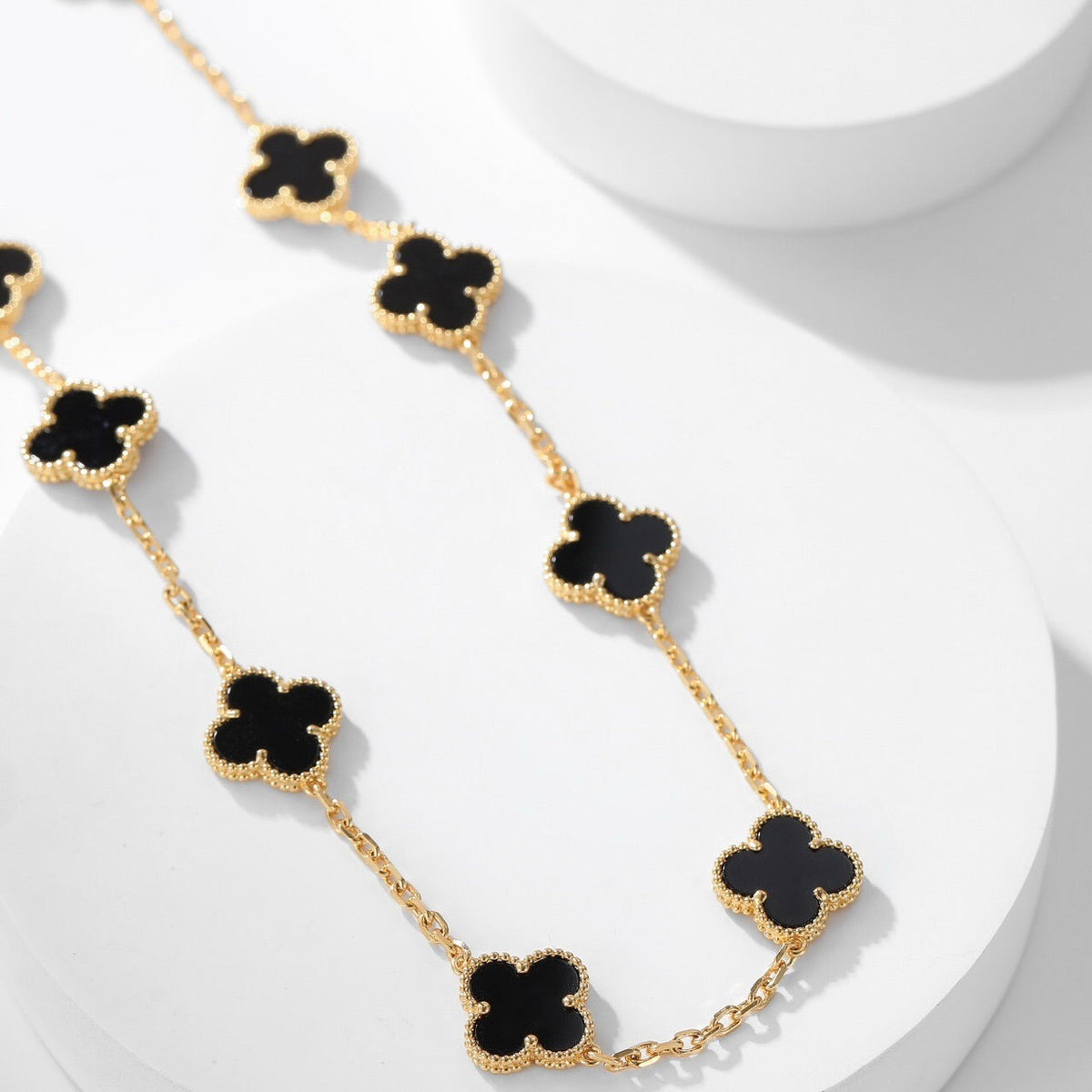 [Avelora Jewelry ]CLOVER 10 MOTIFS ONYX NECKLACE