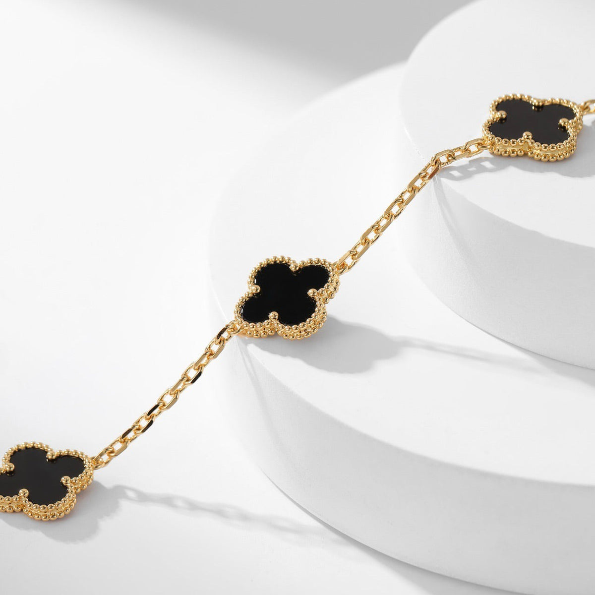 [Avelora Jewelry ]CLOVER 10 MOTIFS ONYX NECKLACE