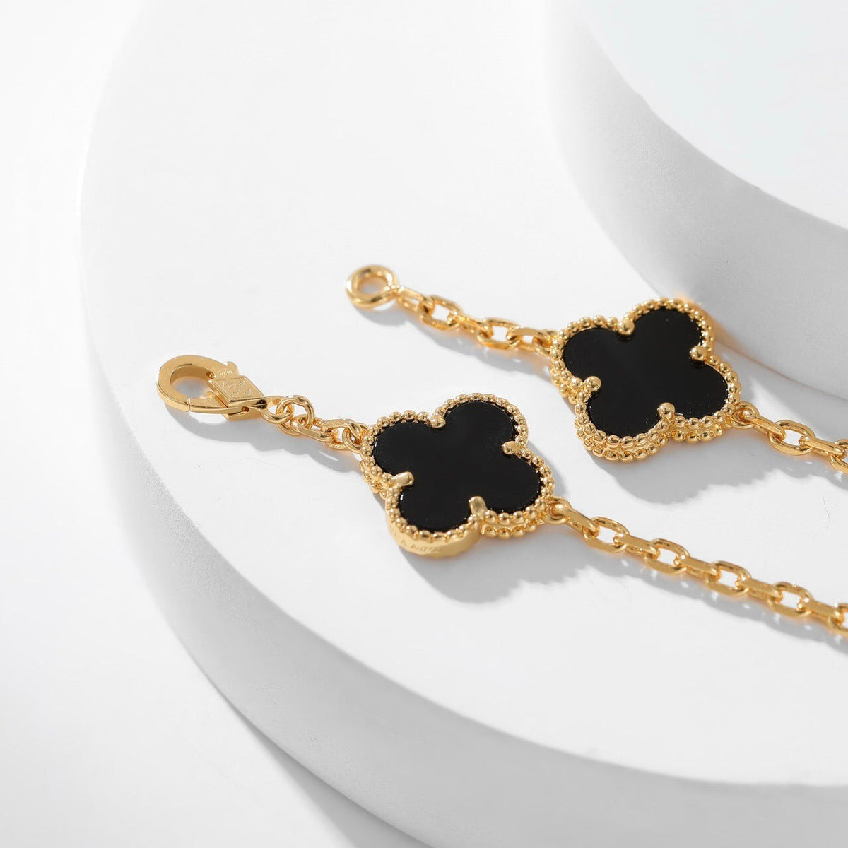 [Avelora Jewelry ]CLOVER 10 MOTIFS ONYX NECKLACE