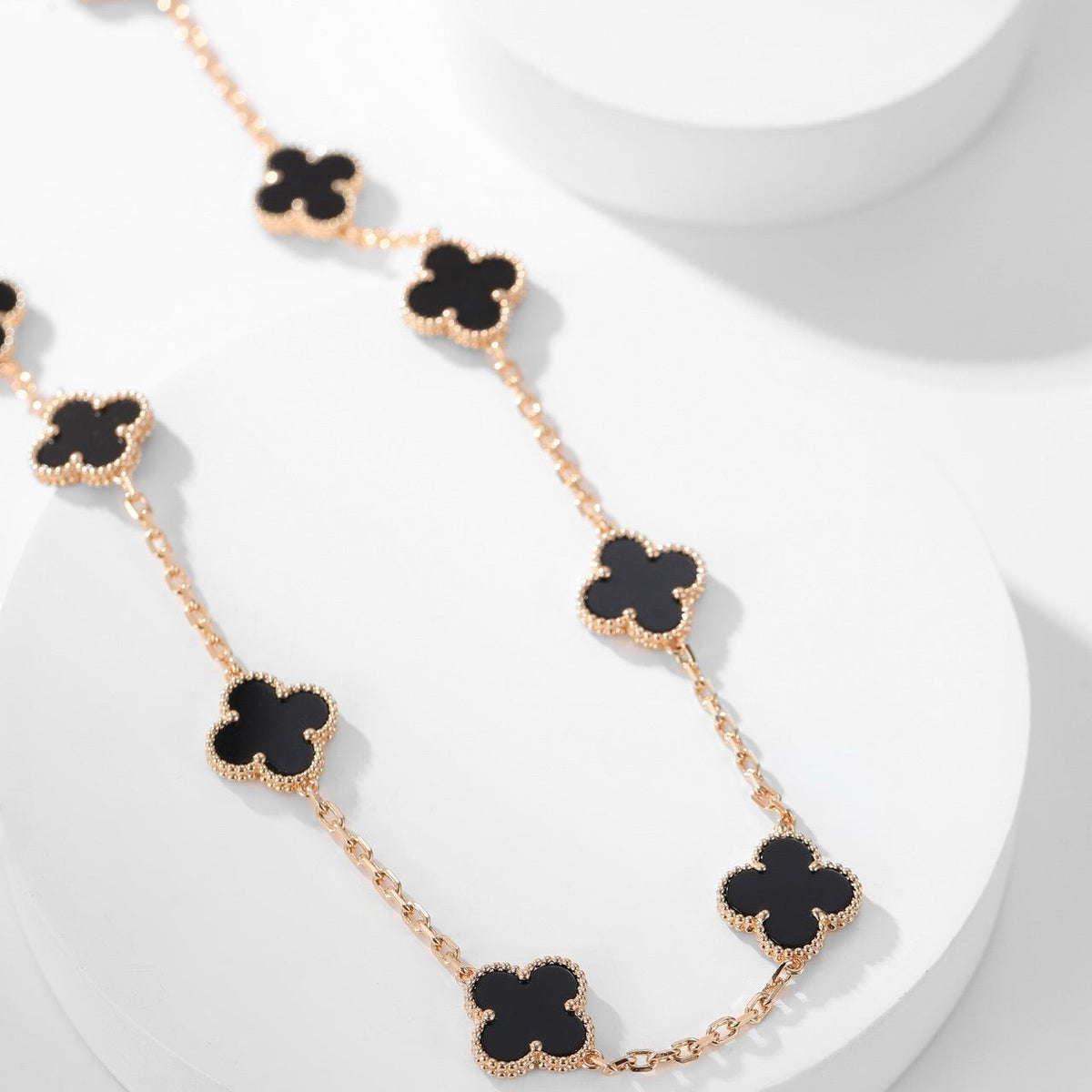 [Avelora Jewelry ]CLOVER 10 MOTIFS ONYX NECKLACE
