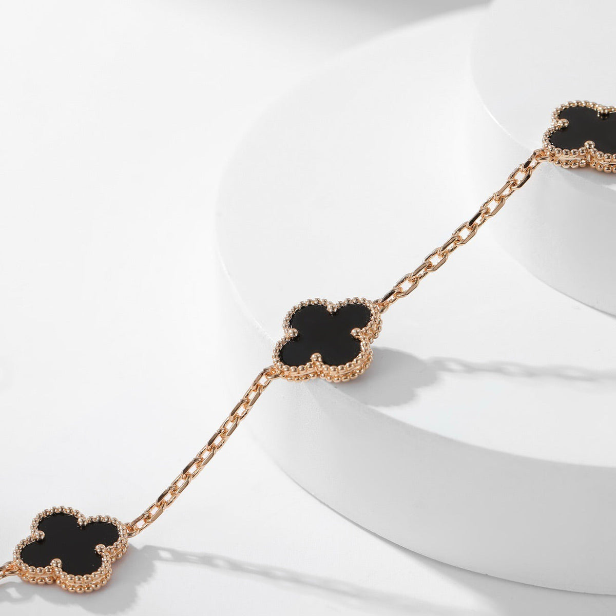 [Avelora Jewelry ]CLOVER 10 MOTIFS ONYX NECKLACE