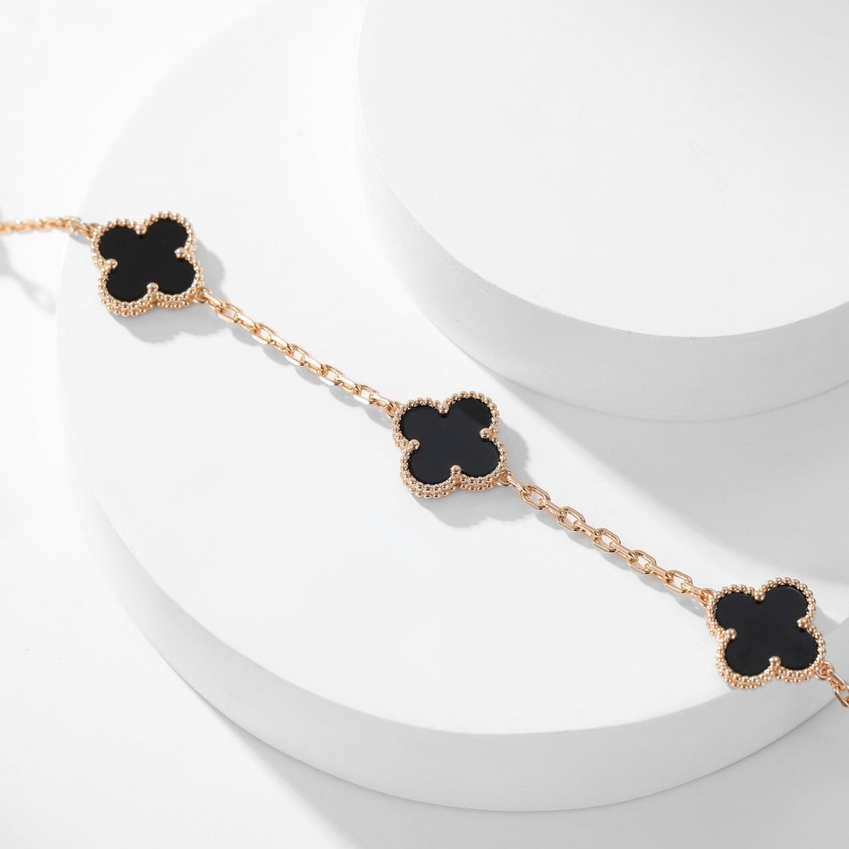 [Avelora Jewelry ]CLOVER 10 MOTIFS ONYX NECKLACE