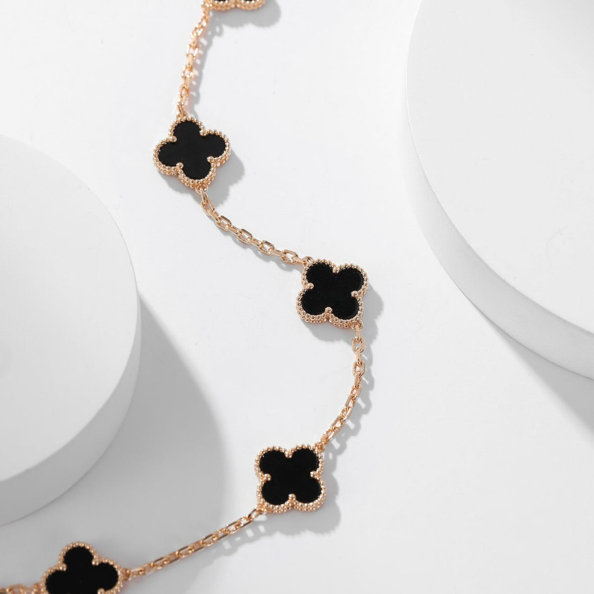 [Avelora Jewelry ]CLOVER 10 MOTIFS ONYX NECKLACE