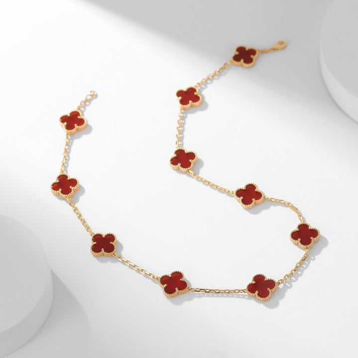 [Avelora Jewelry ]CLOVER 10 MOTIFS CARNELIAN NECKLACE