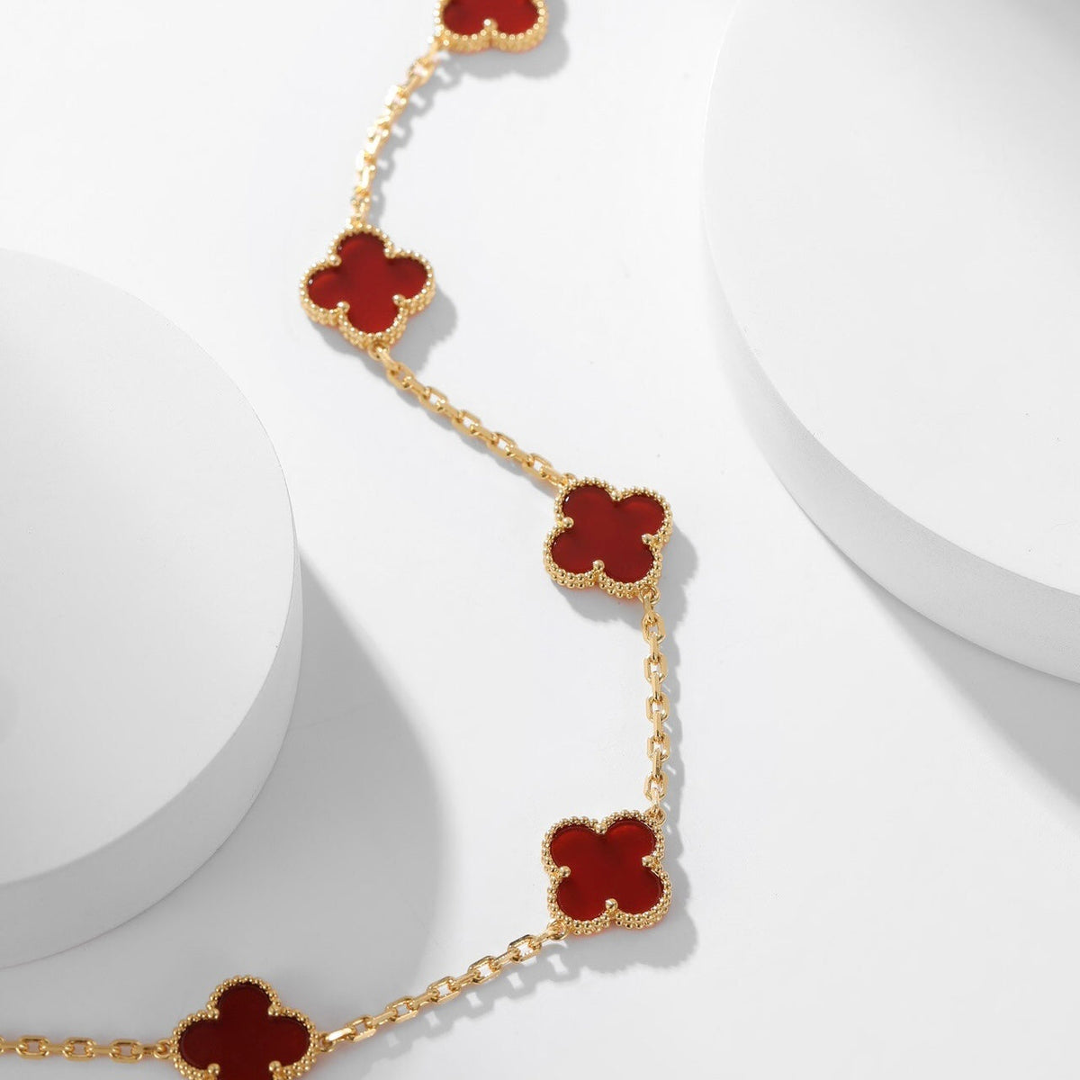 [Avelora Jewelry ]CLOVER 10 MOTIFS CARNELIAN NECKLACE