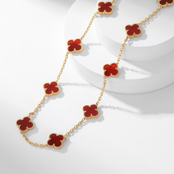 [Avelora Jewelry ]CLOVER 10 MOTIFS CARNELIAN NECKLACE