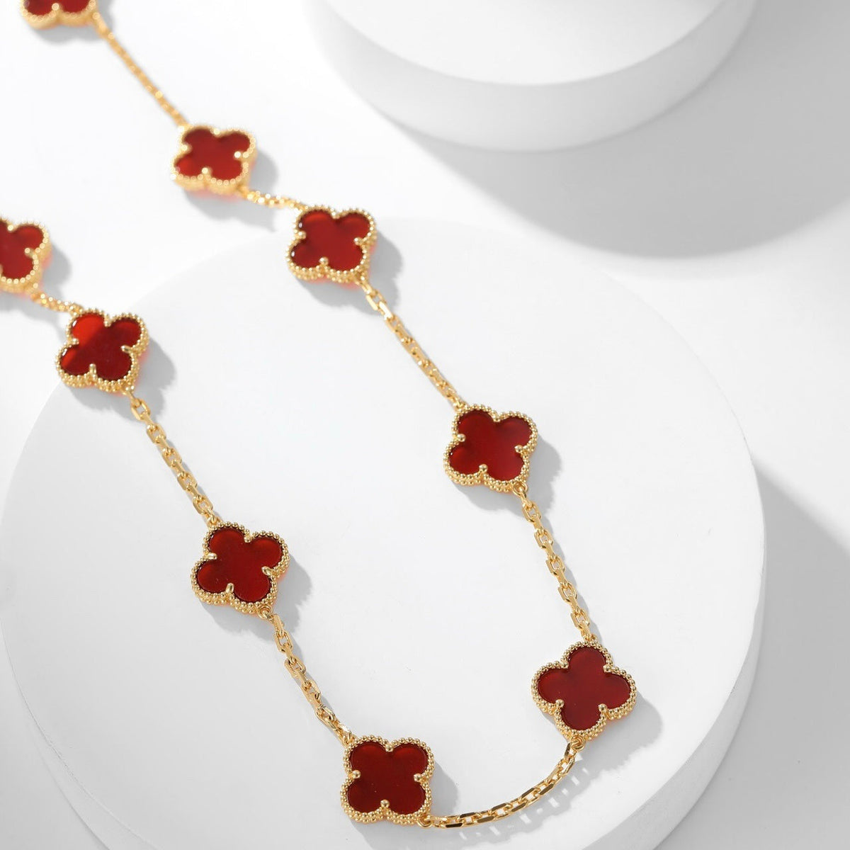 [Avelora Jewelry ]CLOVER 10 MOTIFS CARNELIAN NECKLACE