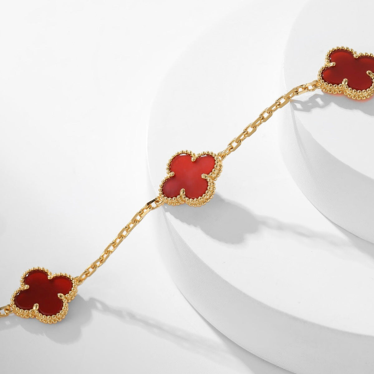 [Avelora Jewelry ]CLOVER 10 MOTIFS CARNELIAN NECKLACE