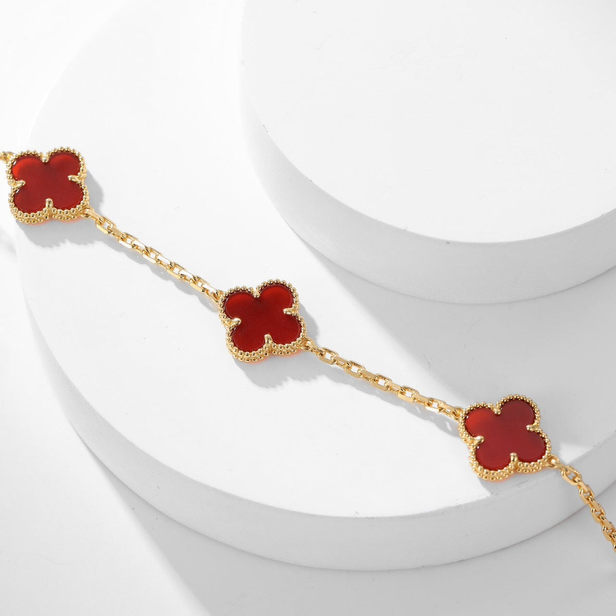 [Avelora Jewelry ]CLOVER 10 MOTIFS CARNELIAN NECKLACE