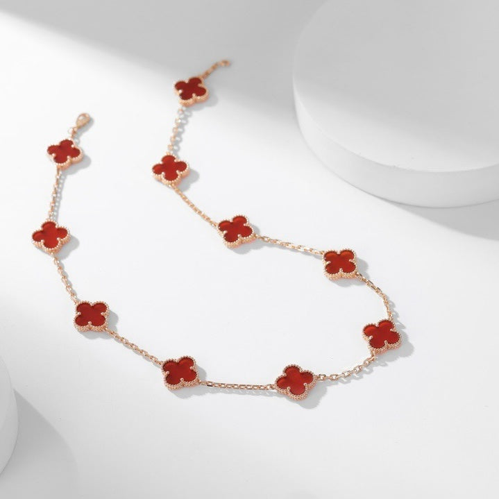 [Avelora Jewelry ]CLOVER 10 MOTIFS CARNELIAN NECKLACE