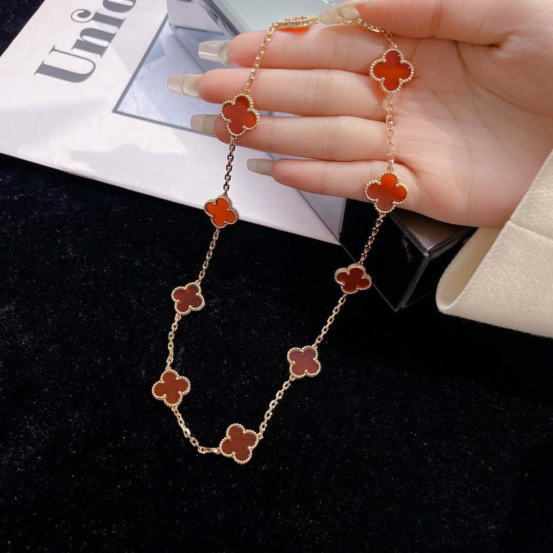 [Avelora Jewelry ]CLOVER 10 MOTIFS CARNELIAN NECKLACE