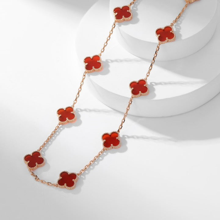 [Avelora Jewelry ]CLOVER 10 MOTIFS CARNELIAN NECKLACE