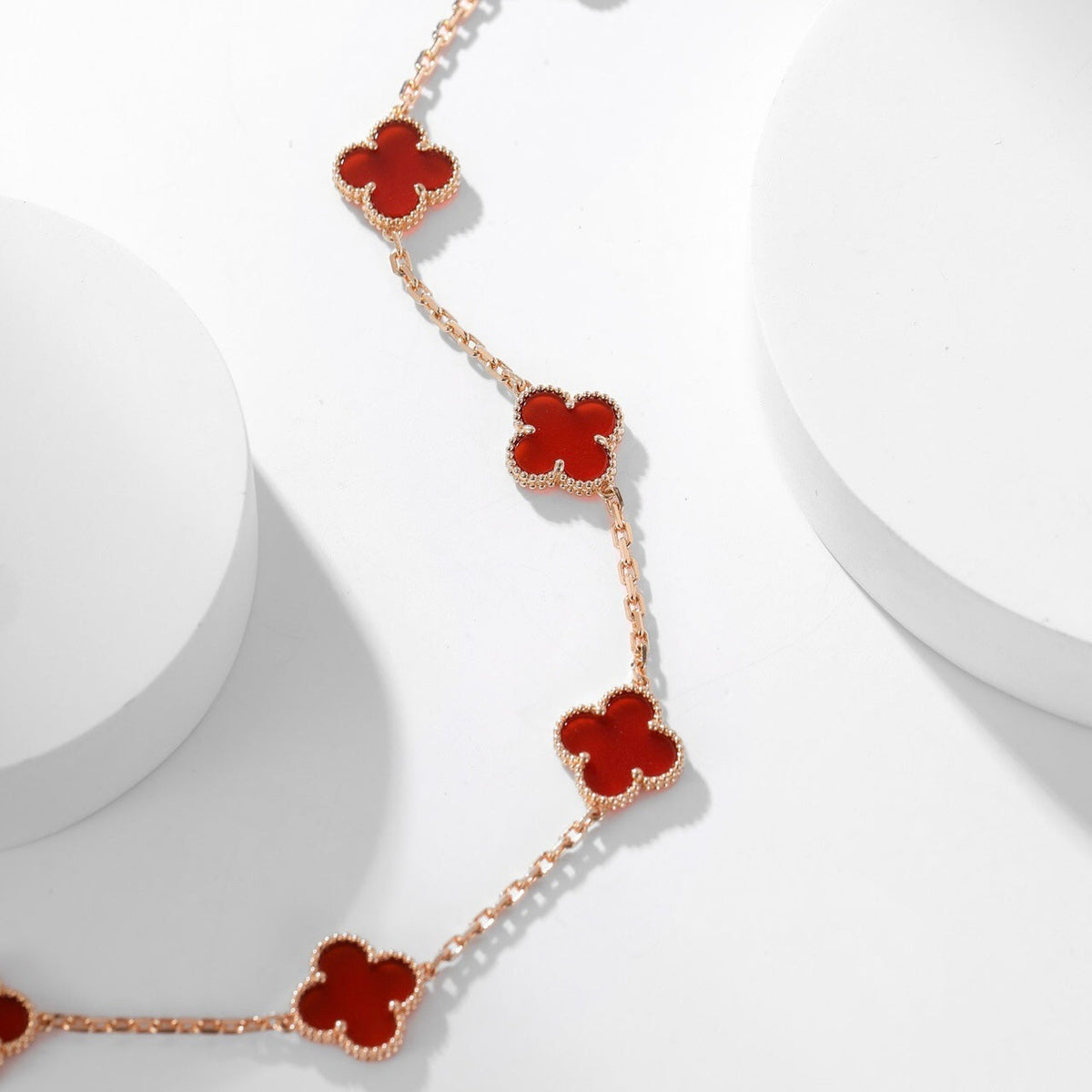 [Avelora Jewelry ]CLOVER 10 MOTIFS CARNELIAN NECKLACE