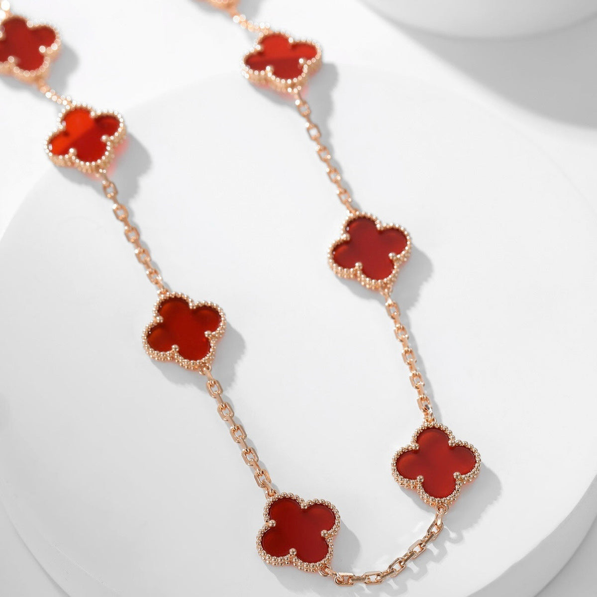 [Avelora Jewelry ]CLOVER 10 MOTIFS CARNELIAN NECKLACE