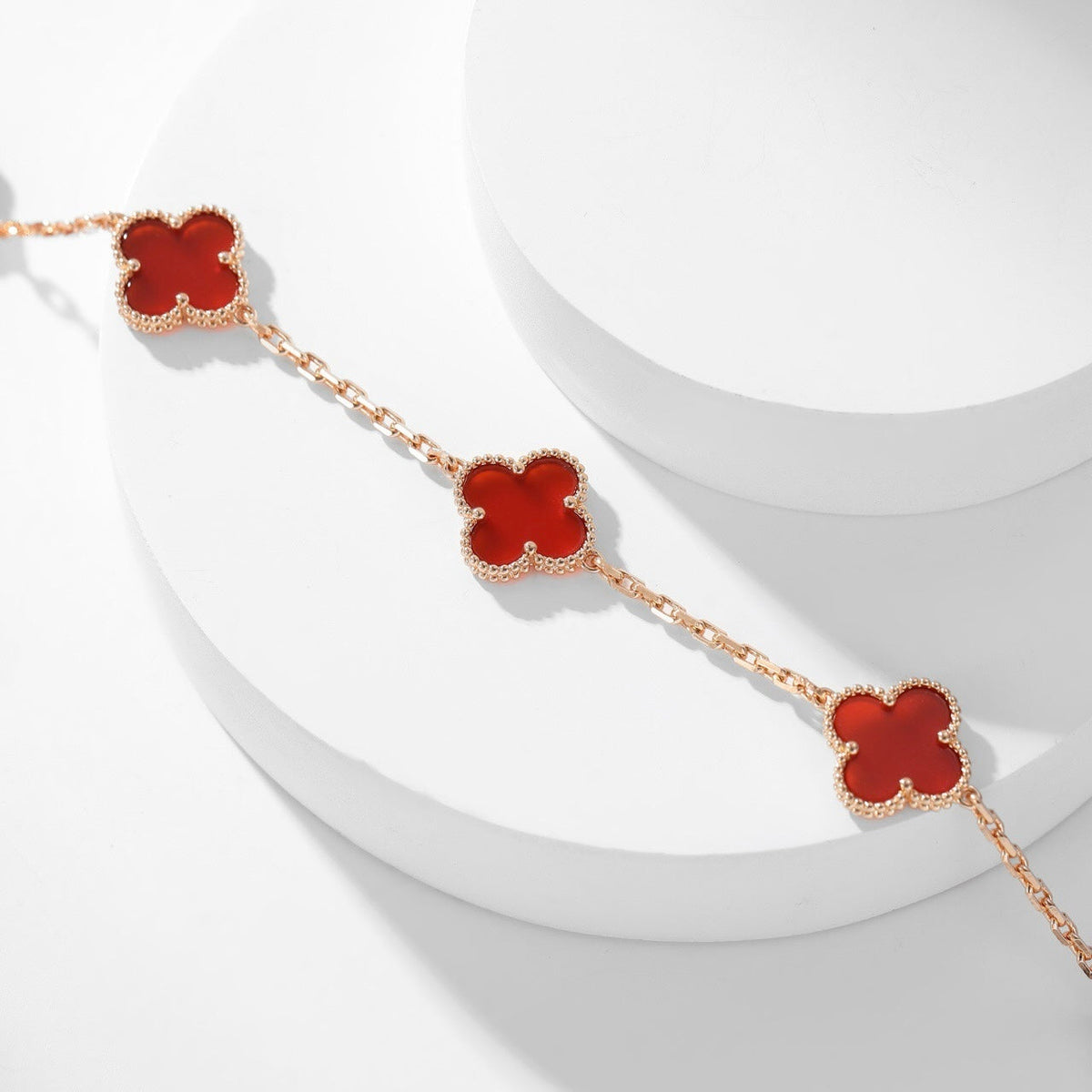 [Avelora Jewelry ]CLOVER 10 MOTIFS CARNELIAN NECKLACE