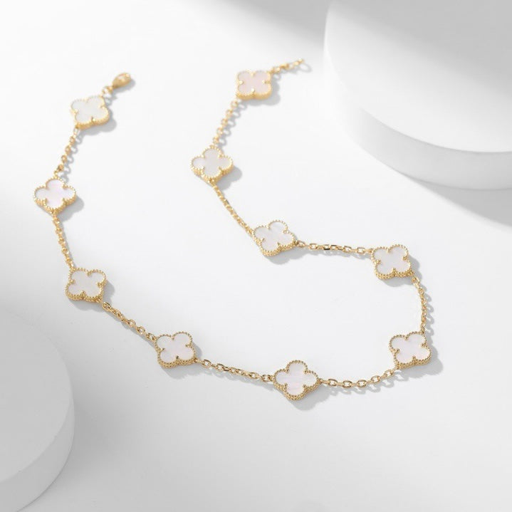 [Avelora Jewelry ]CLOVER 10 MOTIFS WHITE MOTHER OF PEARL NECKLACE