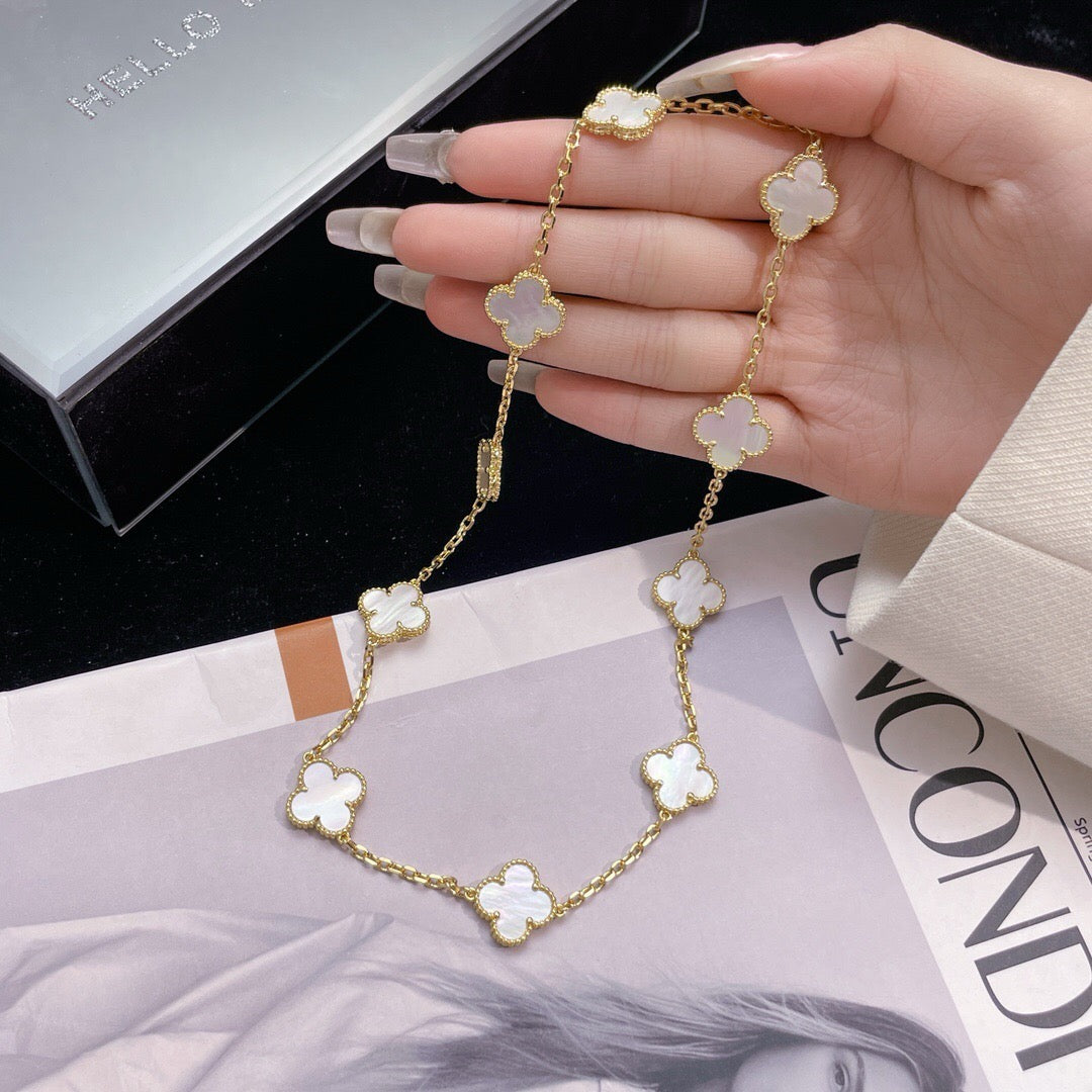 [Avelora Jewelry ]CLOVER 10 MOTIFS WHITE MOTHER OF PEARL NECKLACE