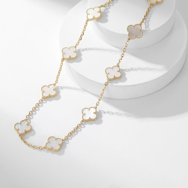 [Avelora Jewelry ]CLOVER 10 MOTIFS WHITE MOTHER OF PEARL NECKLACE