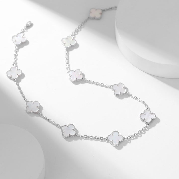 [Avelora Jewelry ]CLOVER 10 MOTIFS WHITE MOTHER OF PEARL NECKLACE