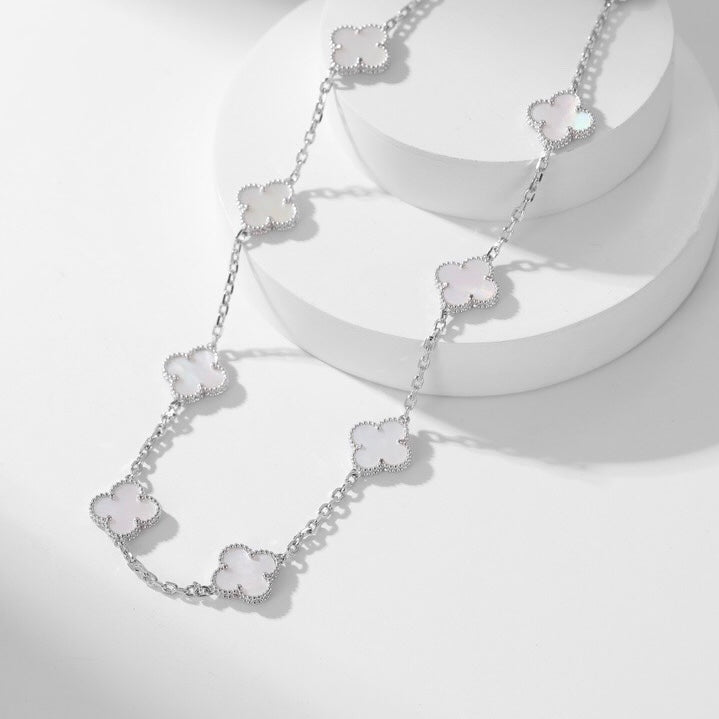 [Avelora Jewelry ]CLOVER 10 MOTIFS WHITE MOTHER OF PEARL NECKLACE