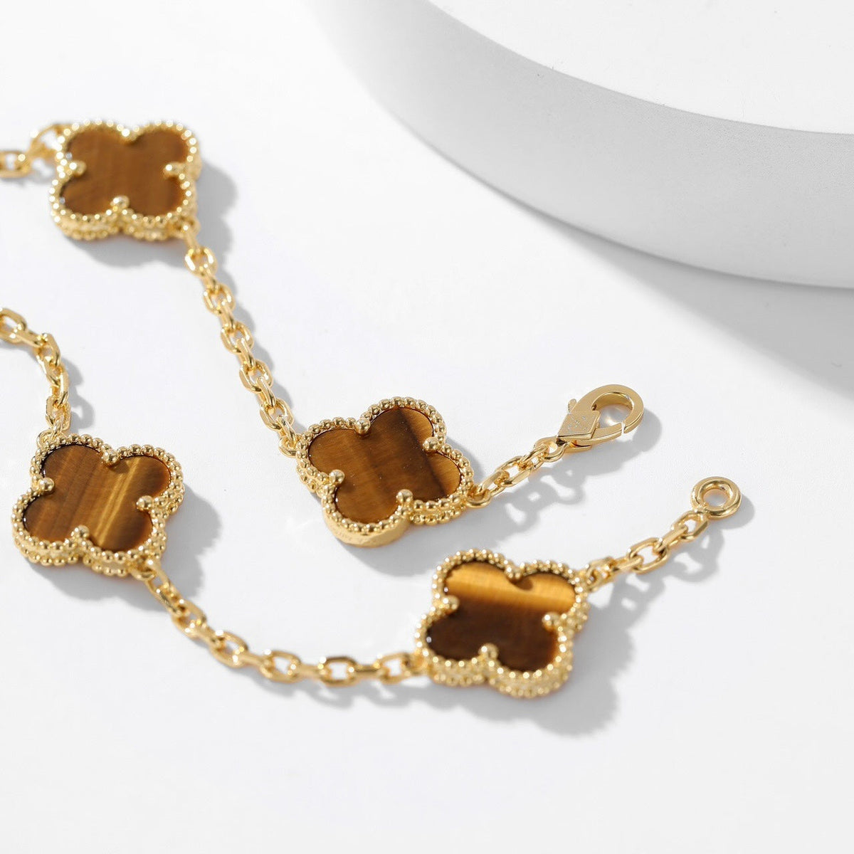 [Avelora Jewelry ]CLOVER 10 MOTIFS TIGER EYE NECKLACE