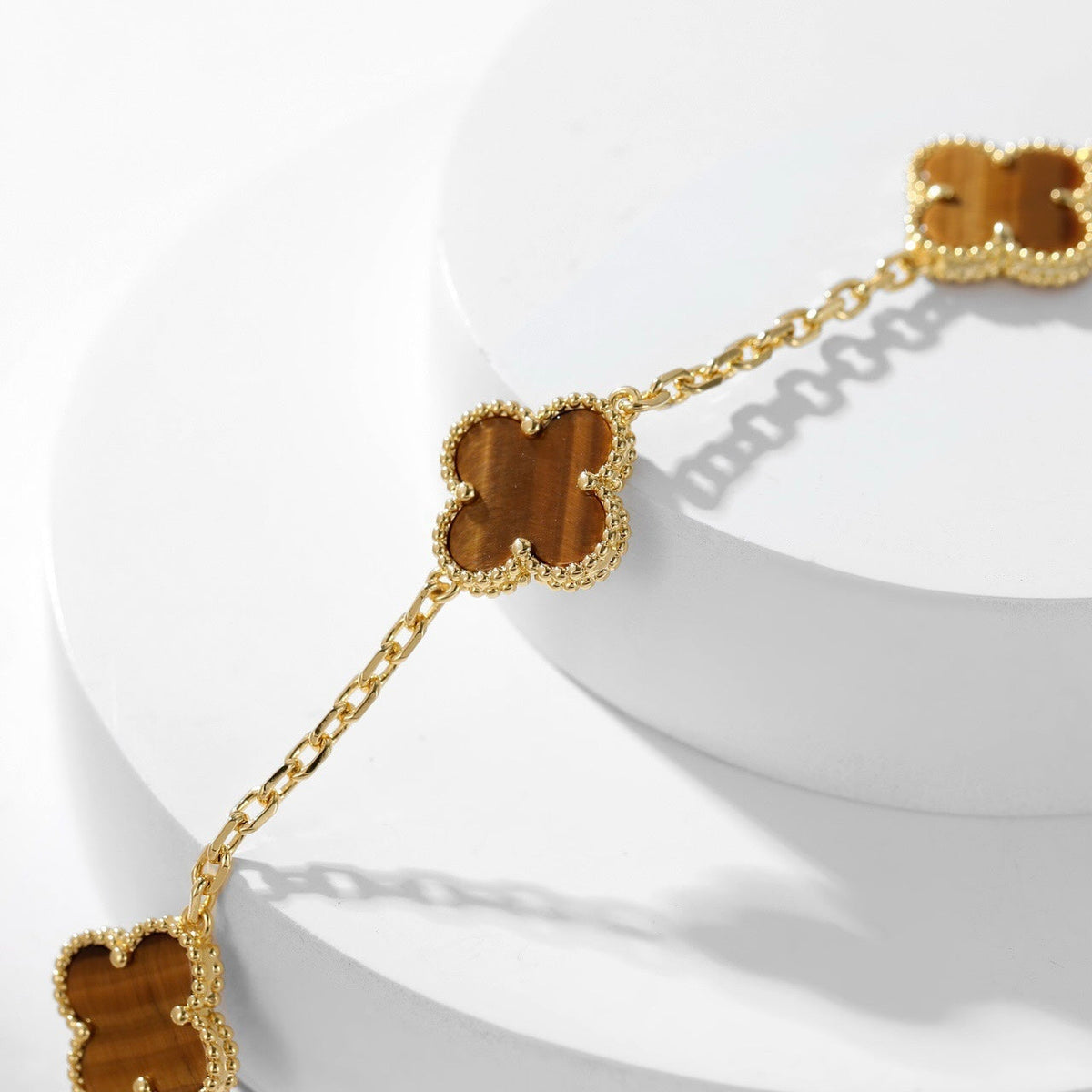 [Avelora Jewelry ]CLOVER 10 MOTIFS TIGER EYE NECKLACE