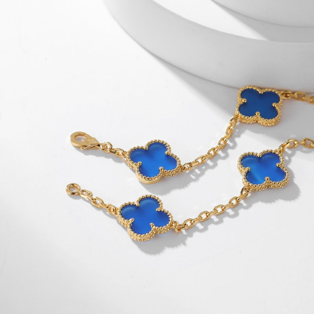 [Avelora Jewelry ]CLOVER 10 MOTIFS BLUE AGATE NECKLACE