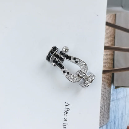 [Avelora]FORCE LARGE HORSESHOE BLACK & WHITE DIAMOND BRACELET - ROSE GOLD
