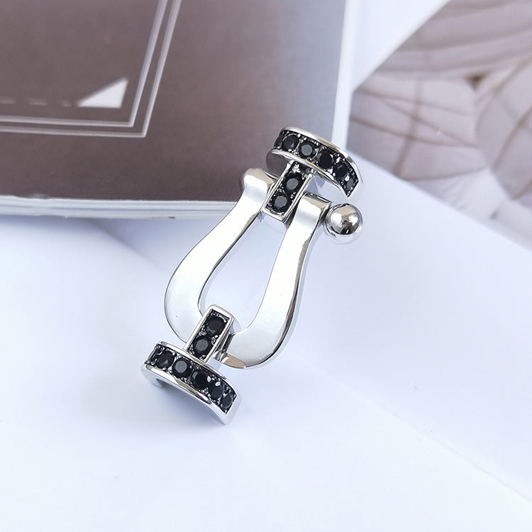[Avelora Jewelry ]FORCE LARGE HORSESHOE BLACK DIAMOND BRACELET SILVER