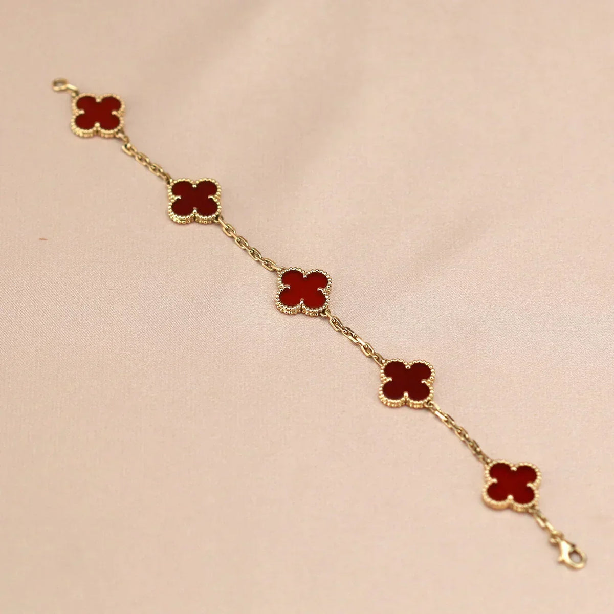 [Avelora Jewelry ] CLOVER 5 MOTIF RED CORNELIAN BRACELET COLLECTION