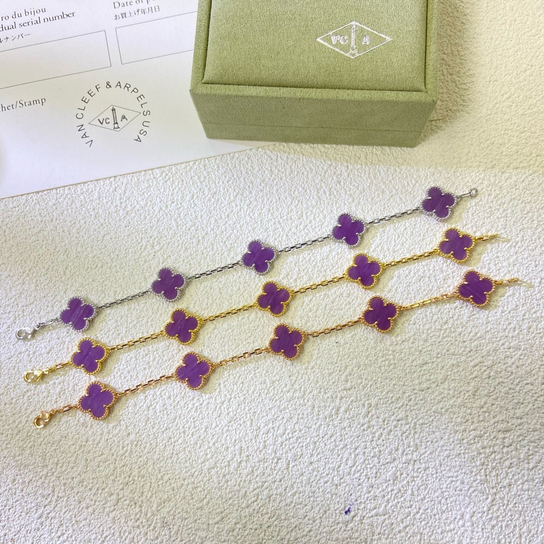 [Avelora Jewelry ]CLOVER  5 MOTIFS  PURPLE VIOLET BRACELET