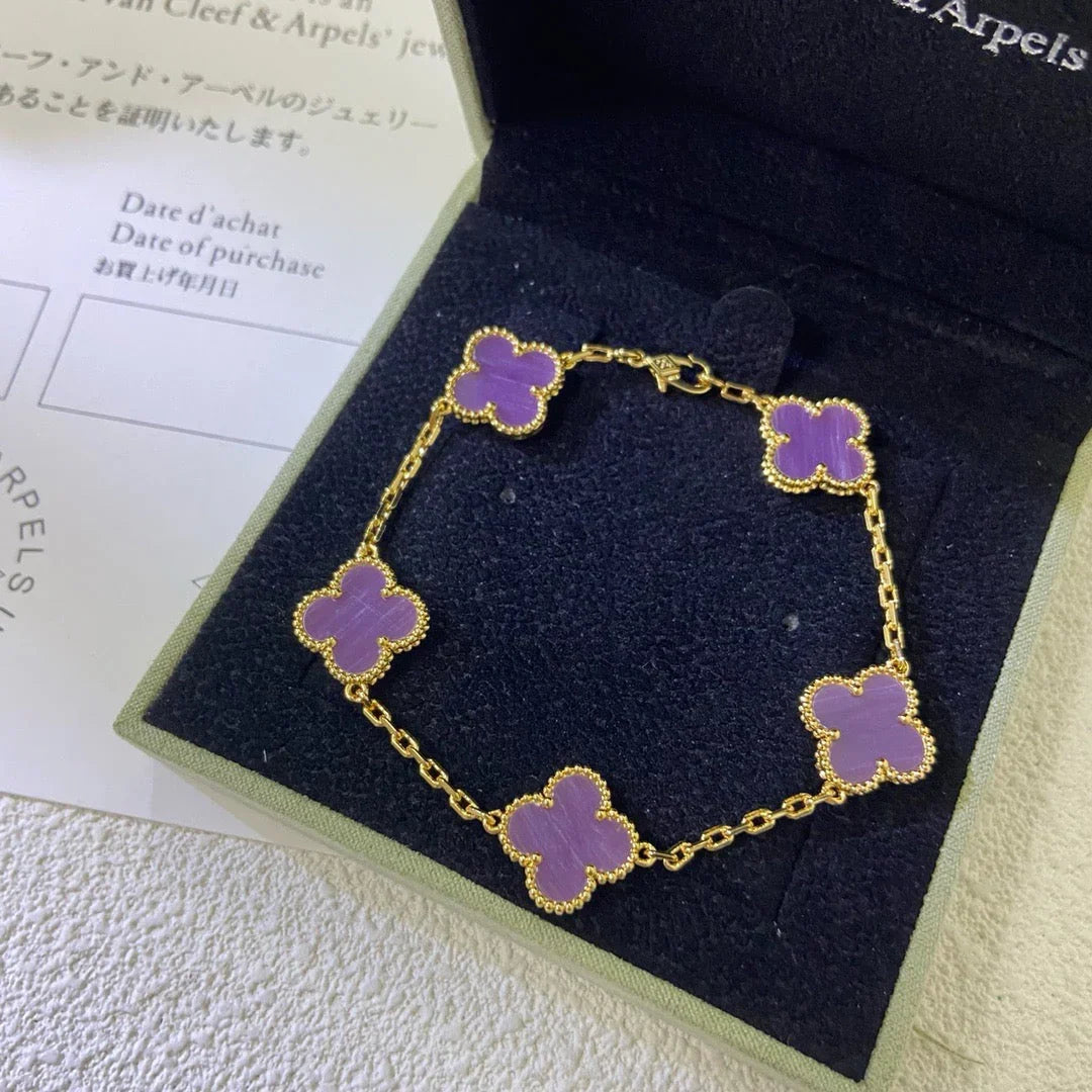 [Avelora]LUCKY CLOVER 5-MOTIF BRACELET - VIOLET COLLECTION